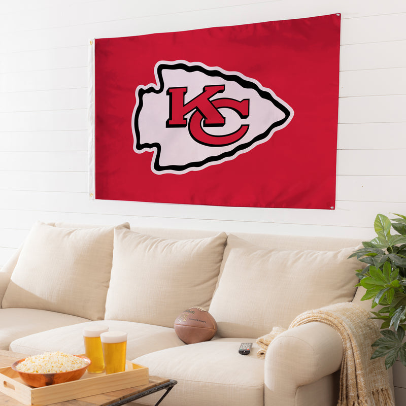 Evergreen Flag,3'x5' Single Sided Flag w/ 2 Grommets, Kansas City Chiefs,36x60x0.1 Inches