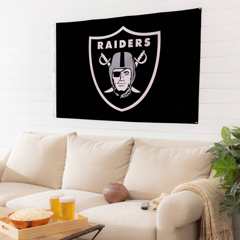 Evergreen Flag,3'x5' Single Sided Flag w/ 2 Grommets, Las Vegas Raiders,36x60x0.1 Inches