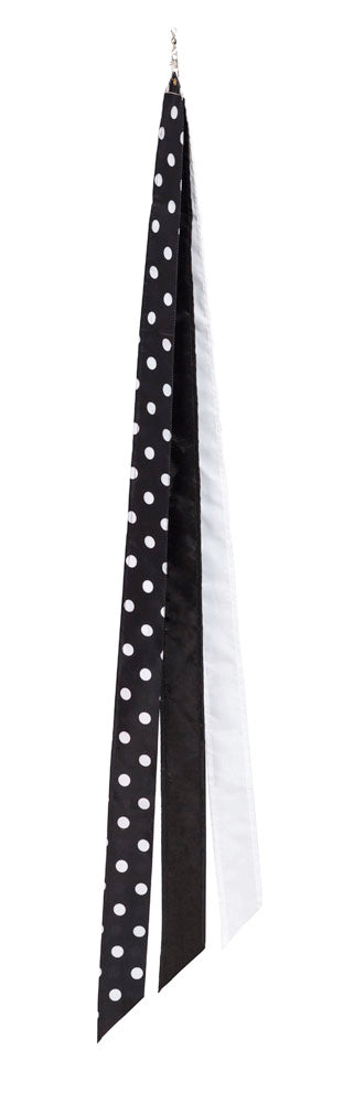 Black, White, B&W Polka Dot Social Streamer, 2.5"x0.1"x42"inches