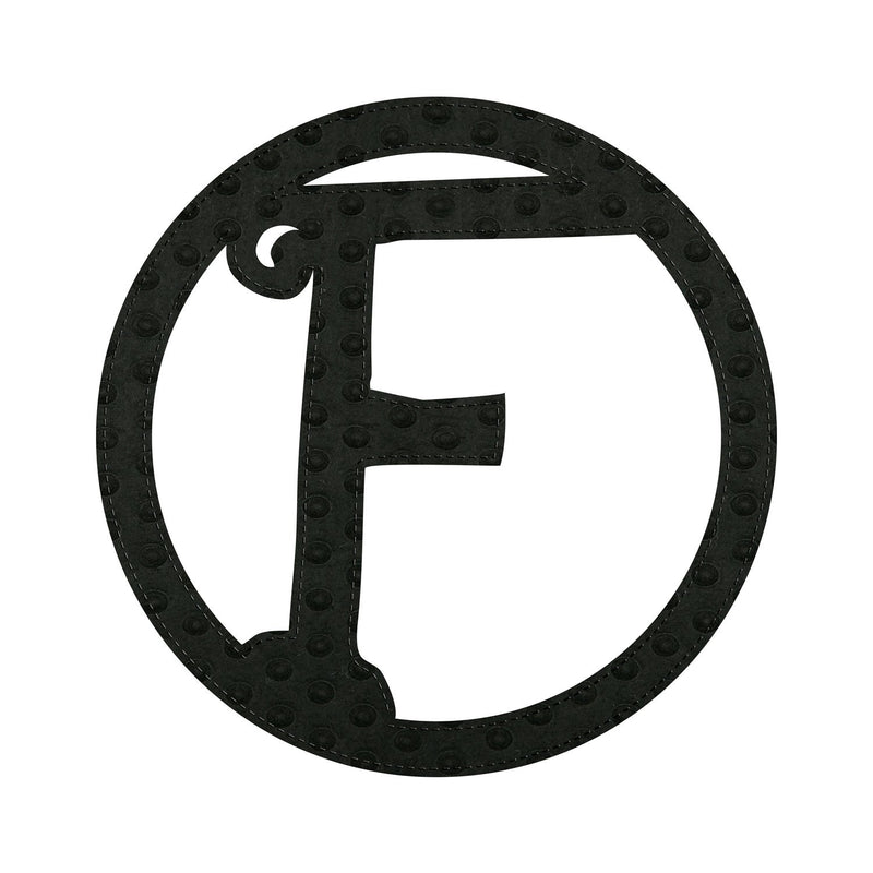 10" Patch-On Black Embossed Felt Monogram Letter F, 10"x0.01"x10"inches