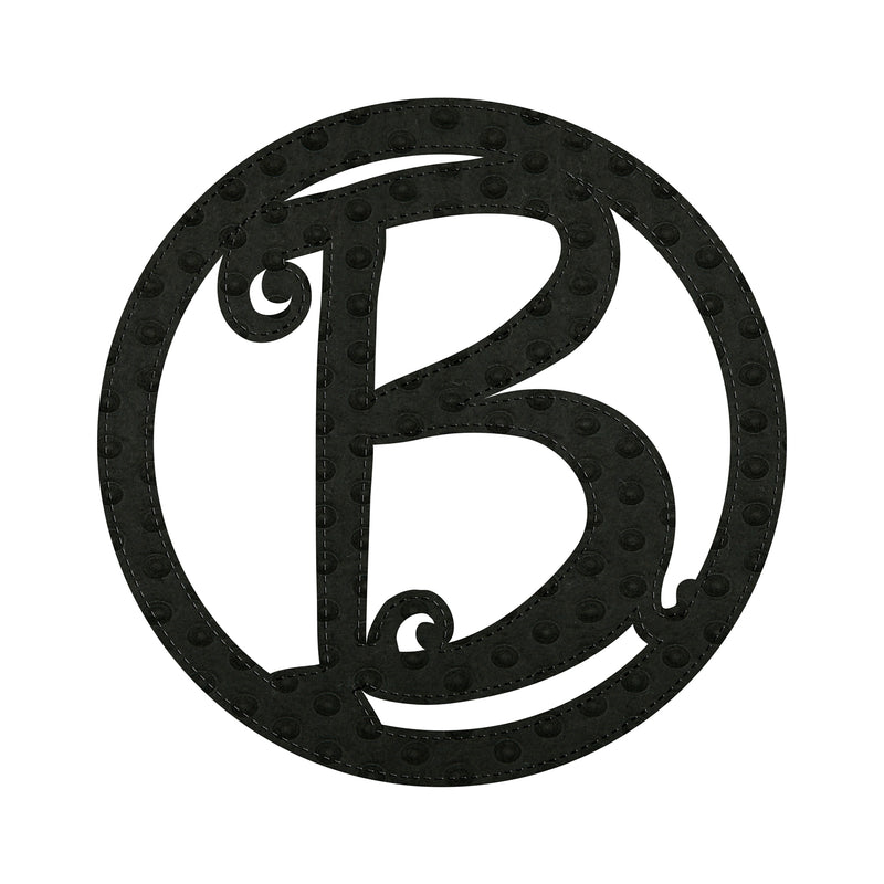 Evergreen 10" Pin-On Black Embossed Felt Monogram Letter B