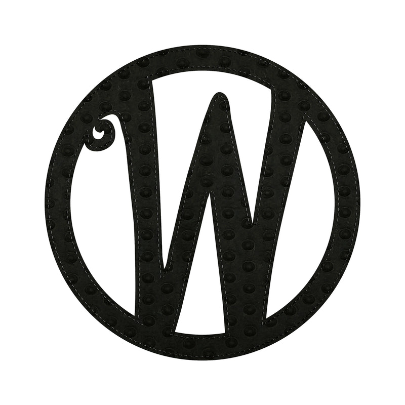 10" Pin-On Black Embossed Felt Monogram Letter W,20072pw