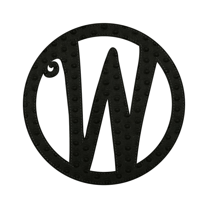10" Pin-On Black Embossed Felt Monogram Letter W,20072pw