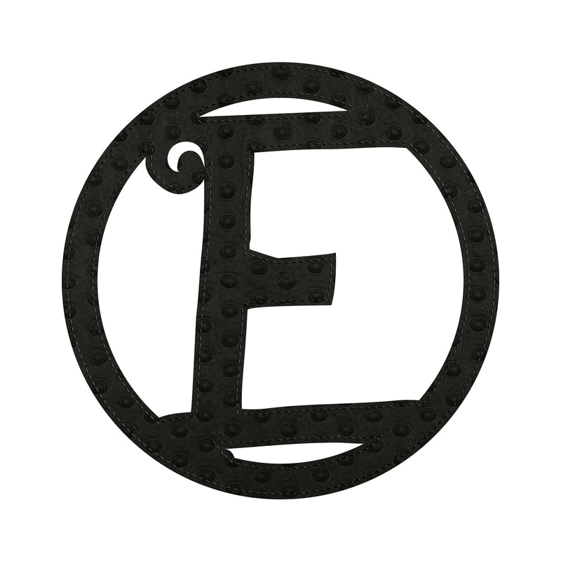 Evergreen 10" Pin-On Black Embossed Felt Monogram Letter E
