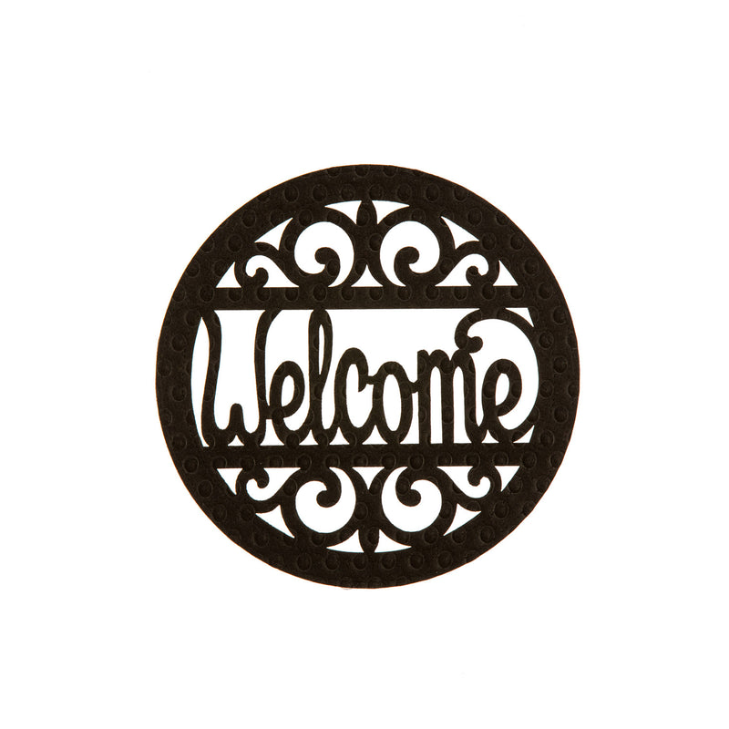 Evergreen Door Decor,Welcome 10" Black Embossed Felt Pin-On,10x0.01x10 Inches