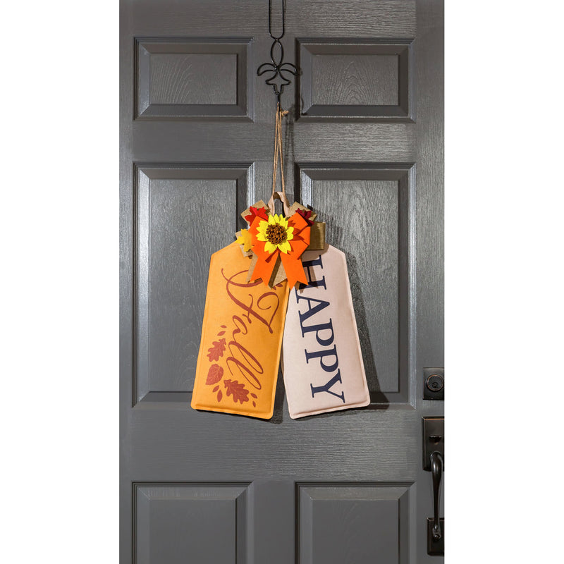 Evergreen Door Decor,Door Tag Fleur de Lis Over-the-Door Hanger,4x12x1.5 Inches