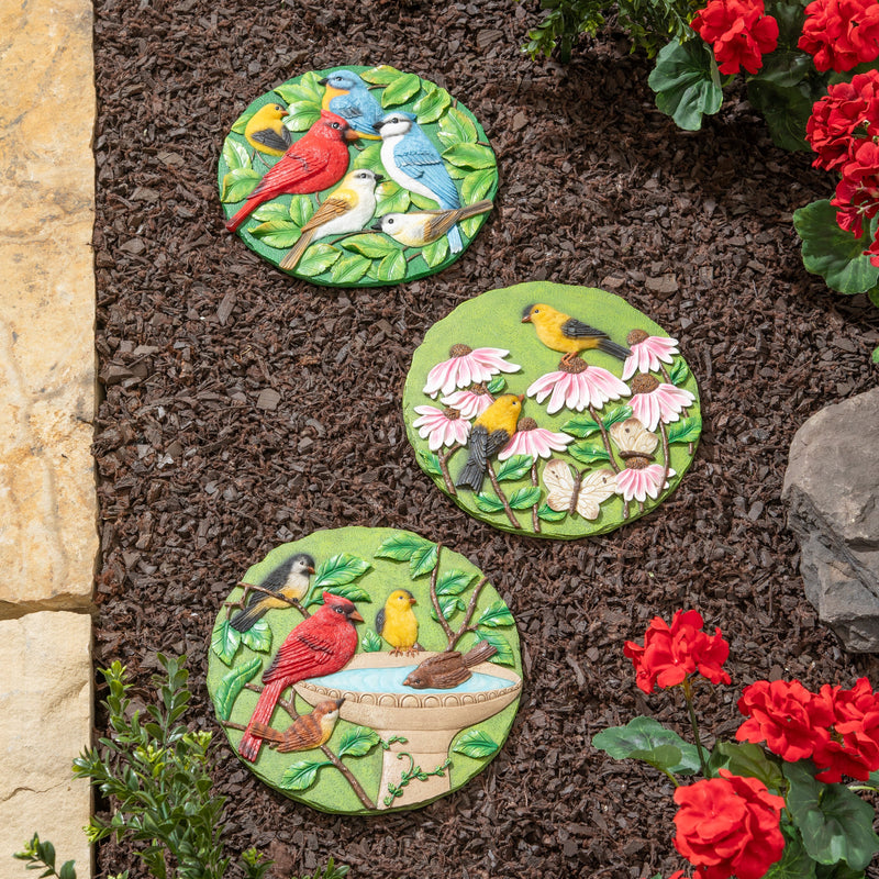 Evergreen Garden Stone,Multiple Birds Garden Stone,11.02x0.98x10.83 Inches