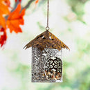Bird Feeder with Metal Maple Leaf Roof,2bf7152