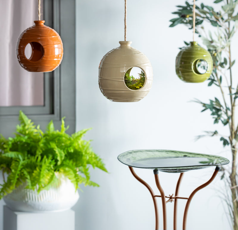 Ceramic Orb Bird Feeder, 3 Asst.,2bf7210