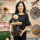 Faux Carved Wood  Black Bear Bird Feeder Statue,2bf7298