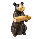 Faux Carved Wood  Black Bear Bird Feeder Statue,2bf7298