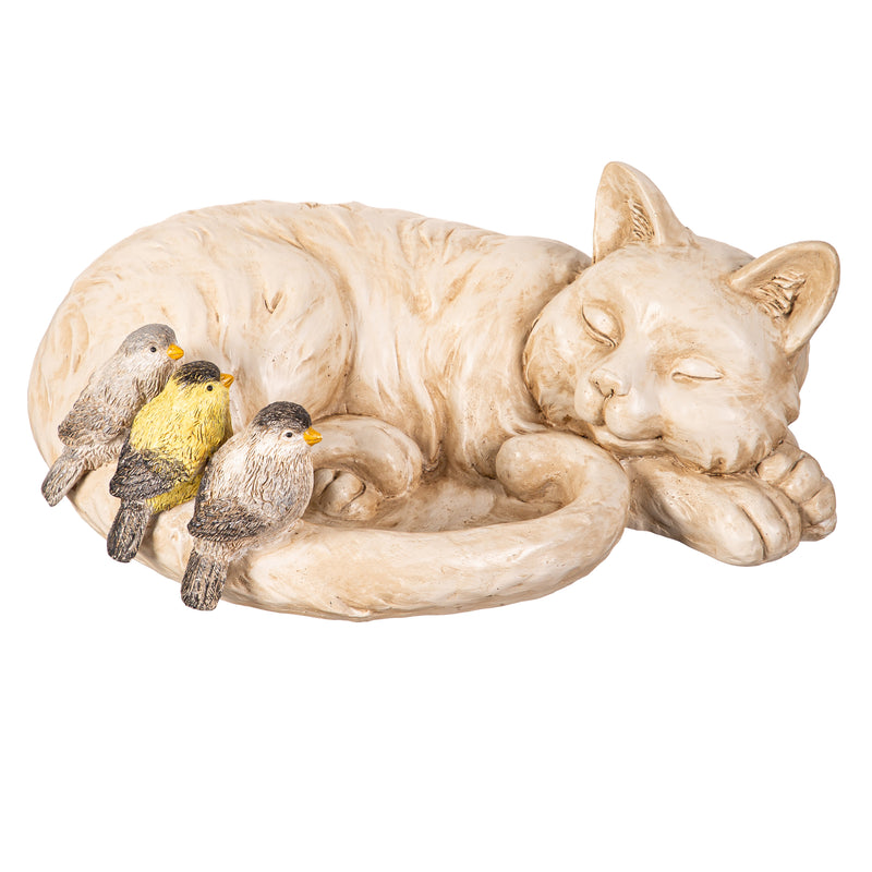 Sleeping Cat Bird Feeder Statue,2bf7299