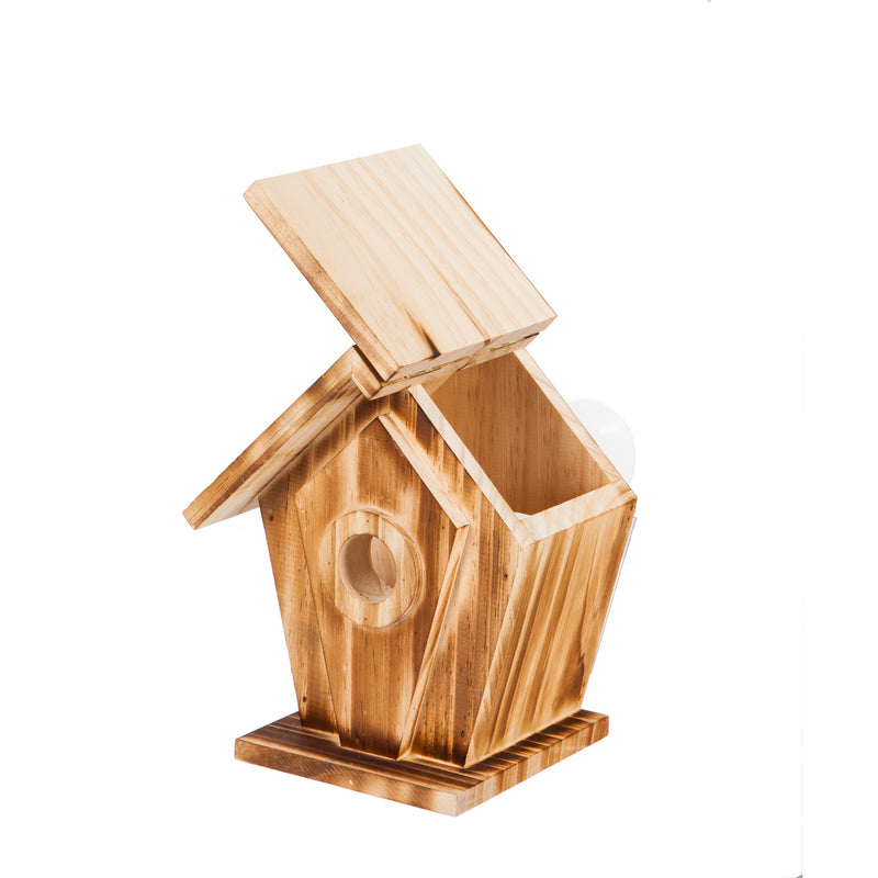 Vantage View Wooden Bird House, 2 ASST, Toasted and Distressed White,2bh557