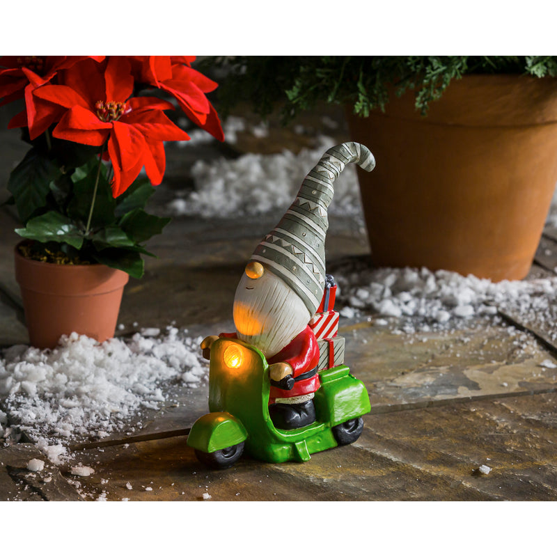 Evergreen 8"H LED Battery Operated Holiday Gnome Driving Motorcycle Garden Statuary, 7.7'' x 0.7'' x 0.7'' inches