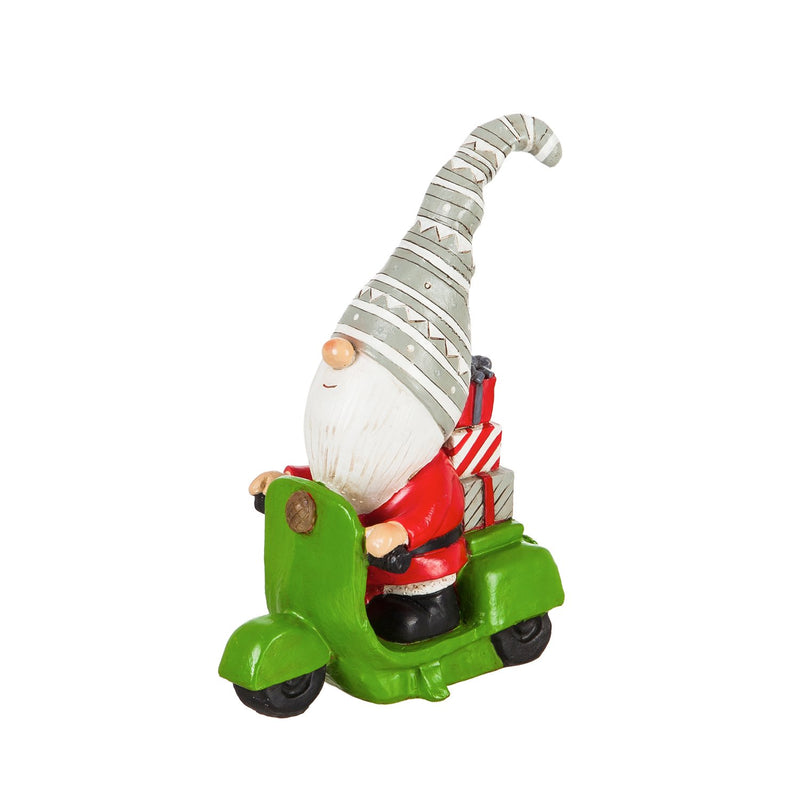 Evergreen 8"H LED Battery Operated Holiday Gnome Driving Motorcycle Garden Statuary, 7.7'' x 0.7'' x 0.7'' inches