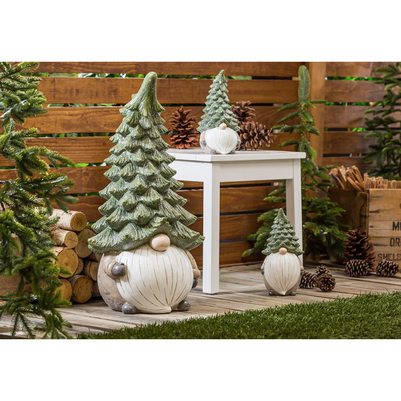 28.25"H Evergreen Gnome Garden Statuary, 15.55"x12.8"x28.35"inches