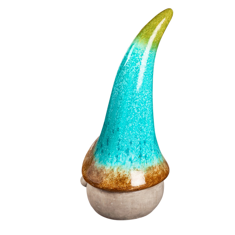 Evergreen 24.75"H Gnome with Blue Glaze Garden Statuary, 24.8'' x 7.3'' x 7.3'' inches