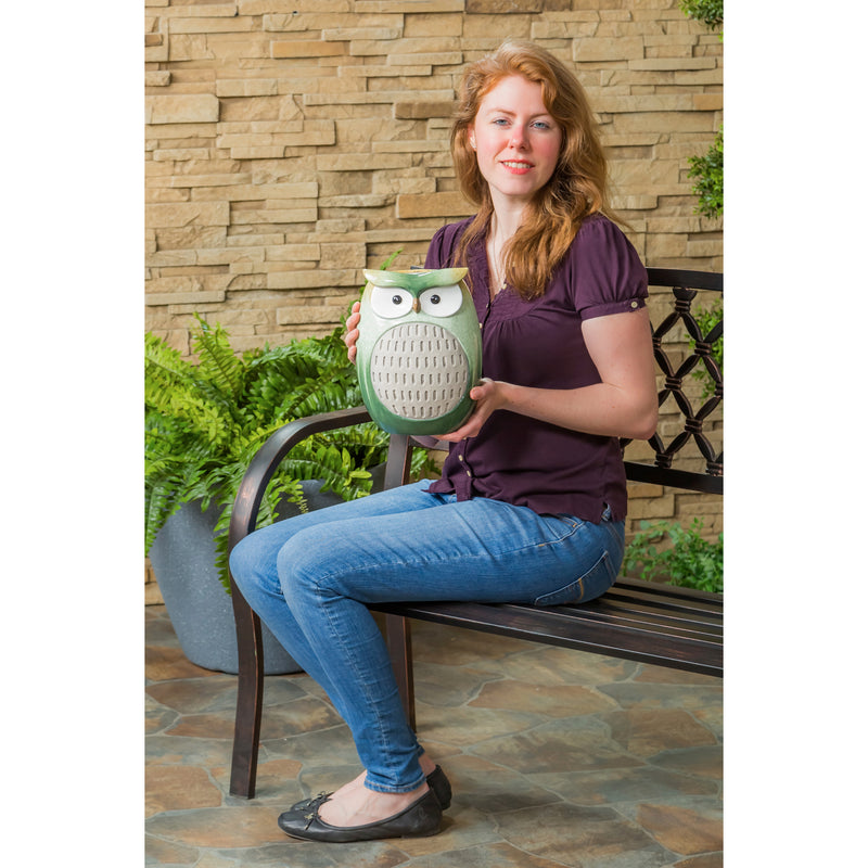 10"H Green Glazed Ceramic Owl Planter,2cg387