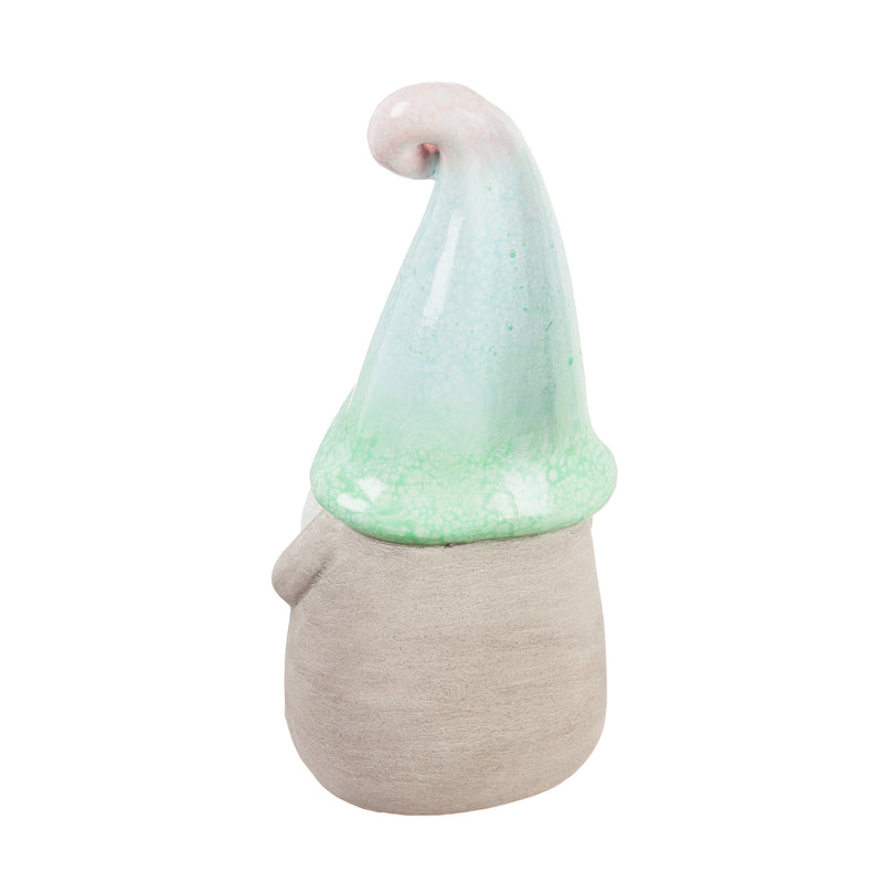 Evergreen 10"H Ceramic Gnome with Ombre Hat Garden Statuary, 2 Assorted, 9.8'' x 1.2'' x 1.2'' inches
