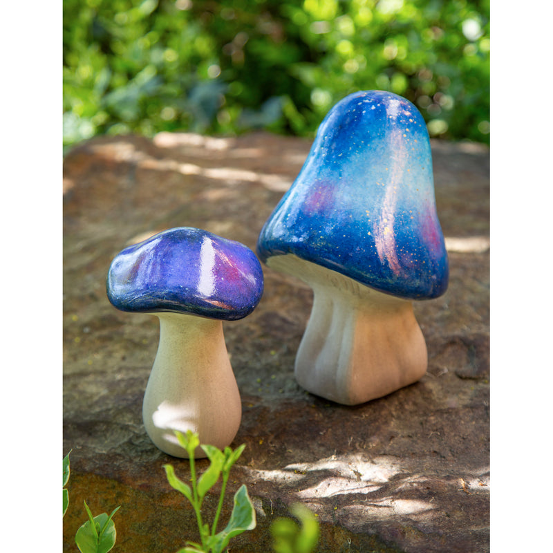 Celestial Mushroom Ceramic Garden Statuary, Set of 2, 5.51"x5.91"x8.86"inches