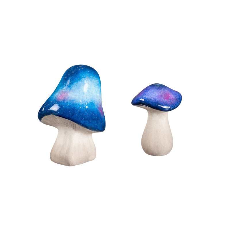 Celestial Mushroom Ceramic Garden Statuary, Set of 2, 5.51"x5.91"x8.86"inches