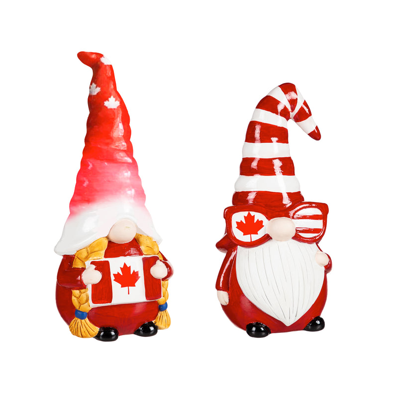 10"H Ceramic Canadian Gnome Garden Statuary, Set of 2,2cg401