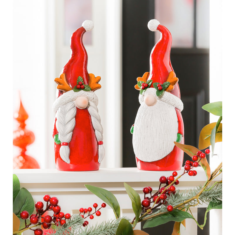 12.25"H Ceramic Mr. and Mrs. Claus Gnome Garden Statuary,2cg431