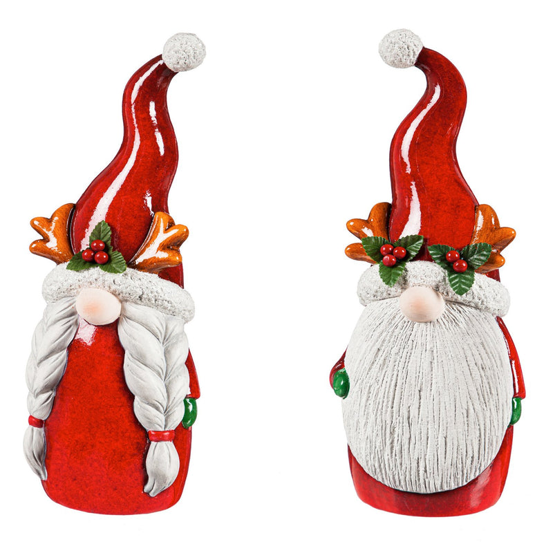 12.25"H Ceramic Mr. and Mrs. Claus Gnome Garden Statuary,2cg431