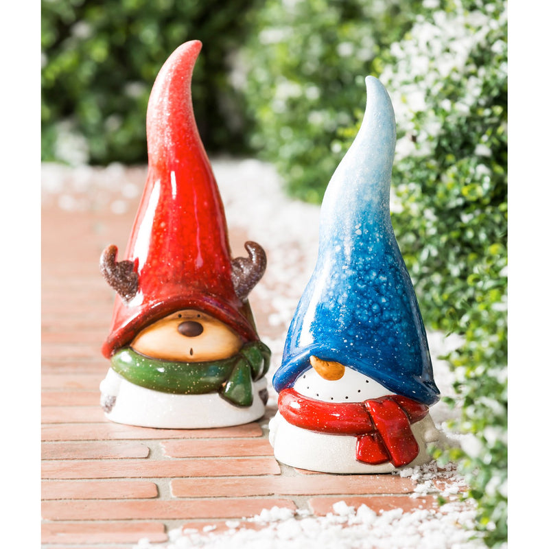 12"H Ceramic Portly Holiday Garden Statuary, 2 ASST, Reindeer and Snowman,2cg432