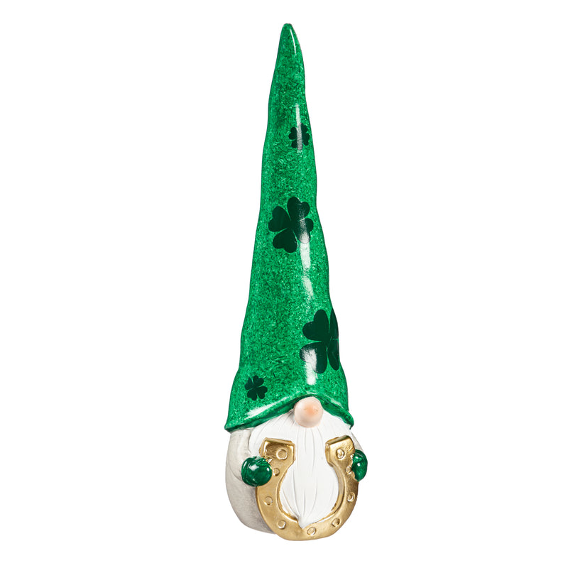 13"H Ceramic St. Patrick's Gnome Garden Statuary, Set of 2,2cg436