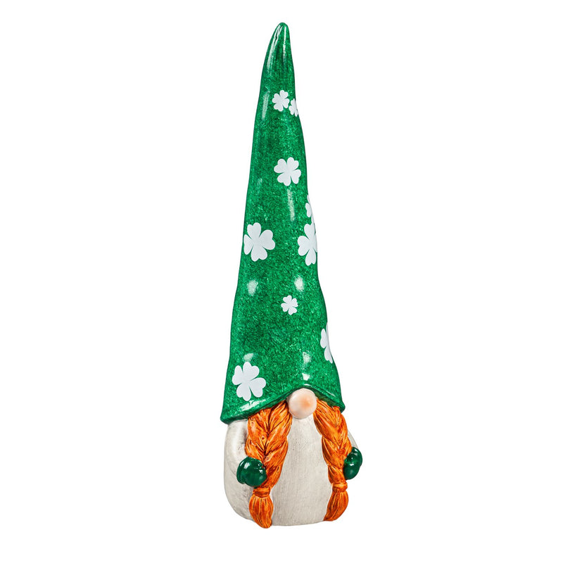 13"H Ceramic St. Patrick's Gnome Garden Statuary, Set of 2,2cg436