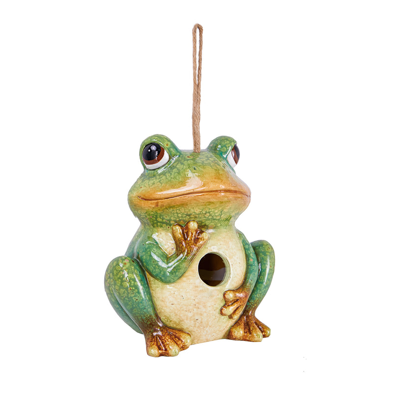 Frog Ceramic Bird House, 7.48"x5.91"x8.66"inches