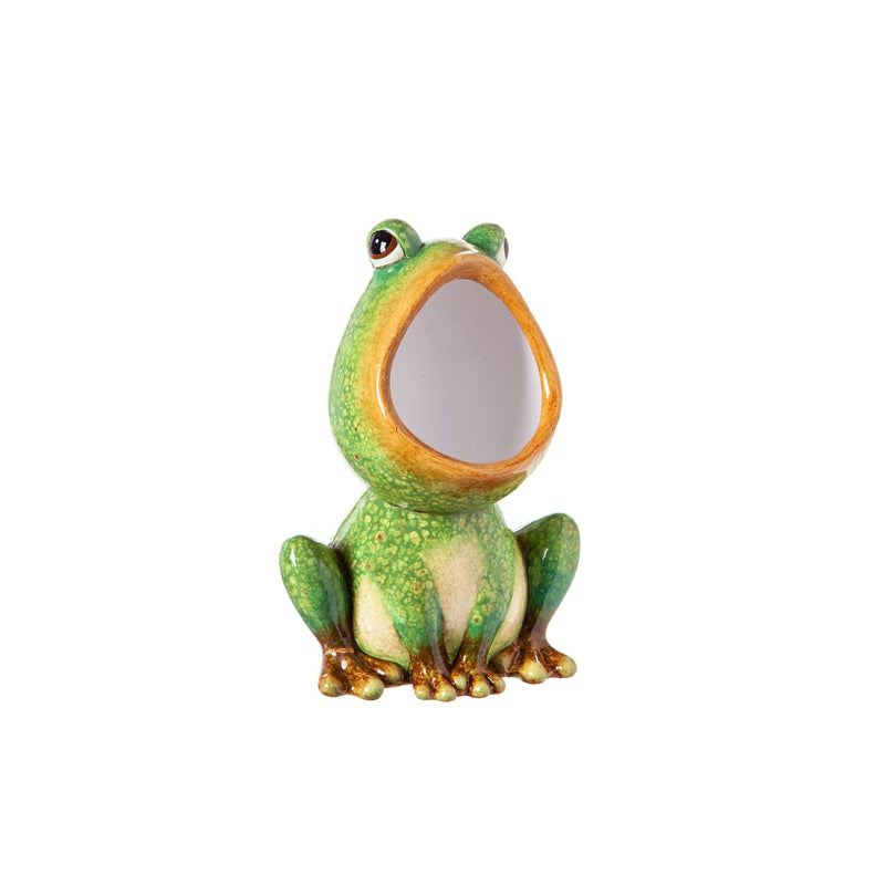 10"H Terracotta Bird Feeder, Frog