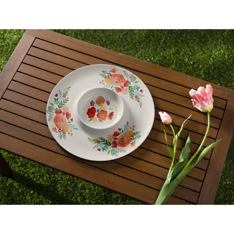 15" Melamine Chip and Dip Serveware, Floral Essence,2cn7022