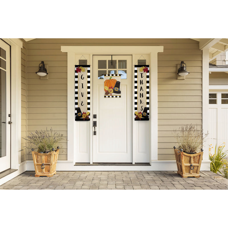 Evergreen Door Decor,Give Thanks Door Banner Kit,12x0.1x44 Inches