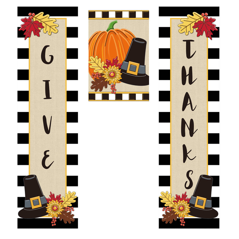 Evergreen Door Decor,Give Thanks Door Banner Kit,12x0.1x44 Inches