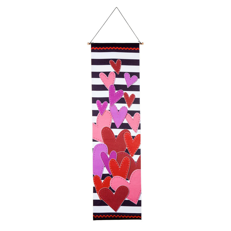 Valentine's Hearts and Stripes Door Banner Kit, 12"x0.5"x44"inches