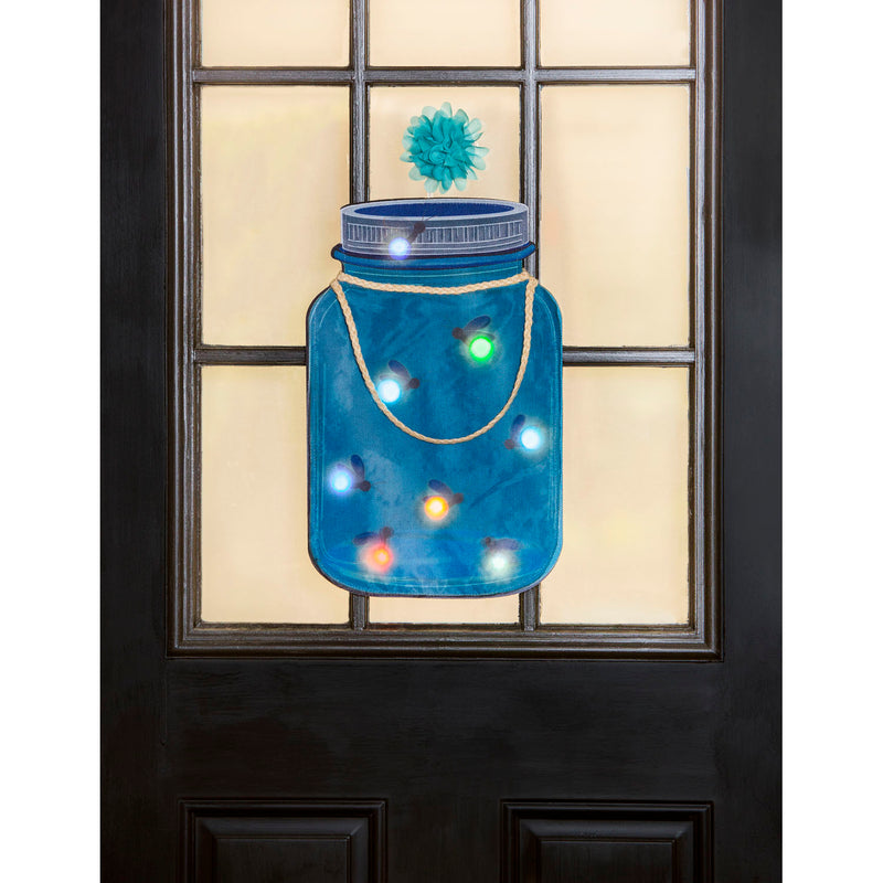 Mason Jar and Fireflies LED Window Décor,13"x13"x17"inches