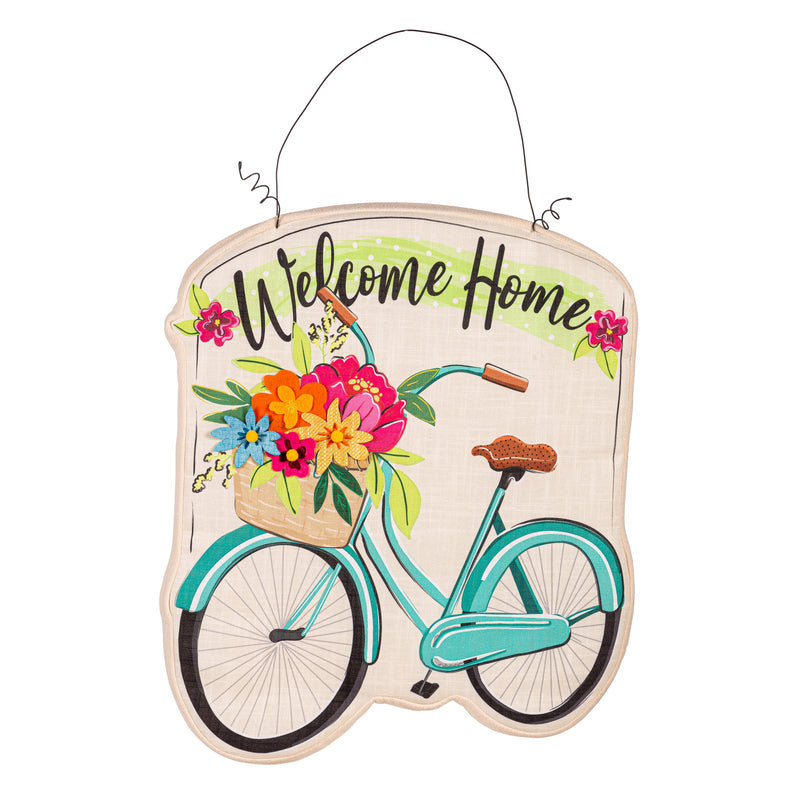 Evergreen Door Decor,Welcome Home Bicycle Estate Door Décor,20.5x1x25 Inches