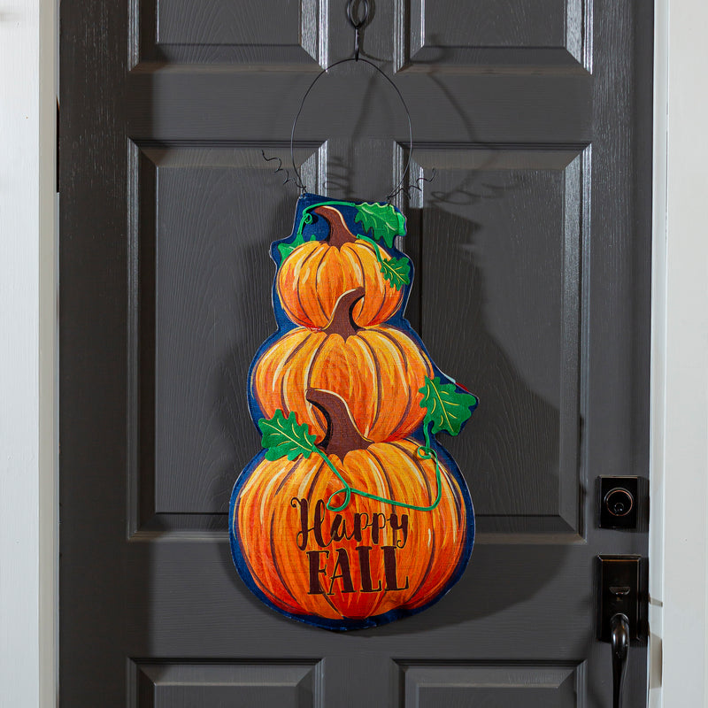 Fall Stacked Pumpkin/Winter Snowman Double Sided Estate Door Décor,2deb2568fb