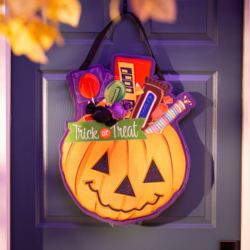 Trick or Treat Halloween Pumpkin Bucket Estate Door Decor,2deb2580