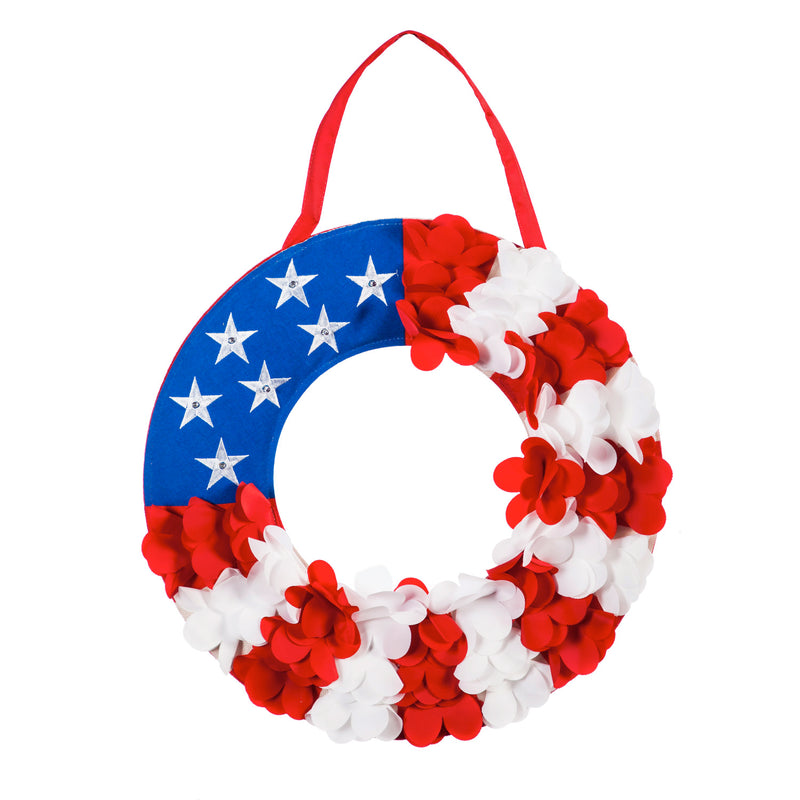 Evergreen Door Decor,Patriotic Wreath Lit Door Décor,17x0.5x18 Inches