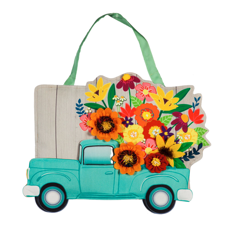 Evergreen Flag Mint Flower Truck Door Décor - 19 x 1 x 15 Inches