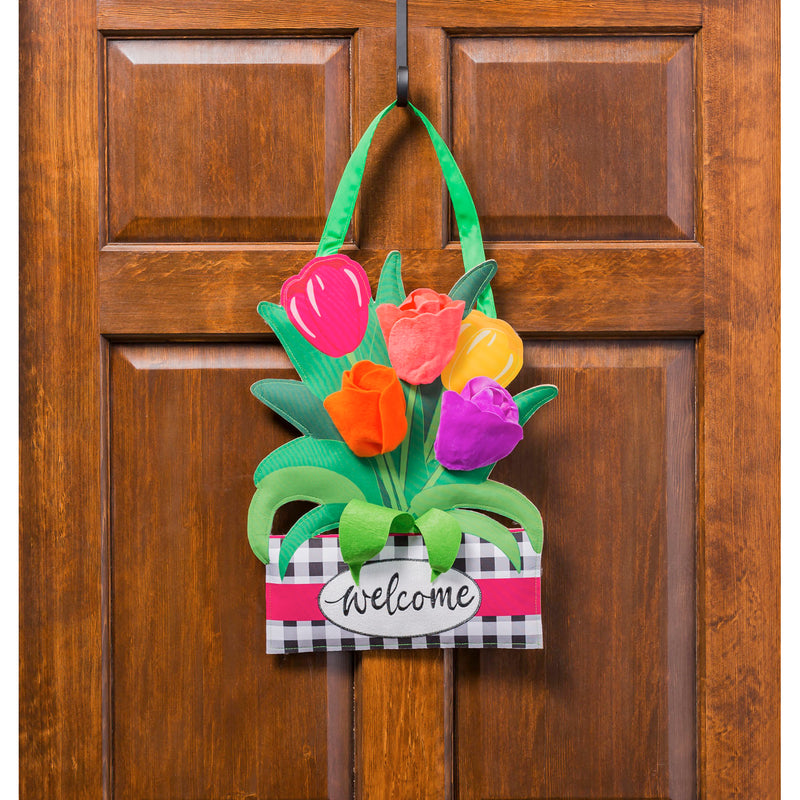 Evergreen Door Decor,Spring Tulips Door Décor,0.5x20x16 Inches