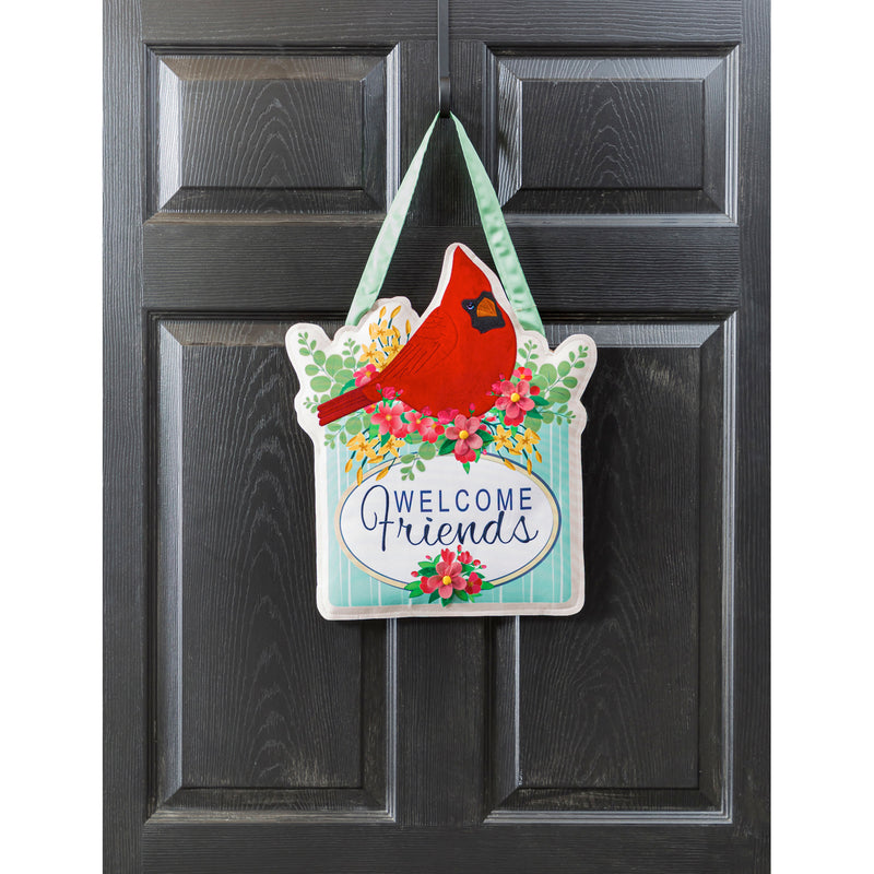 Evergreen Door Decor,Spring Floral Cardinal Door Décor,17.5x14x0.25 Inches