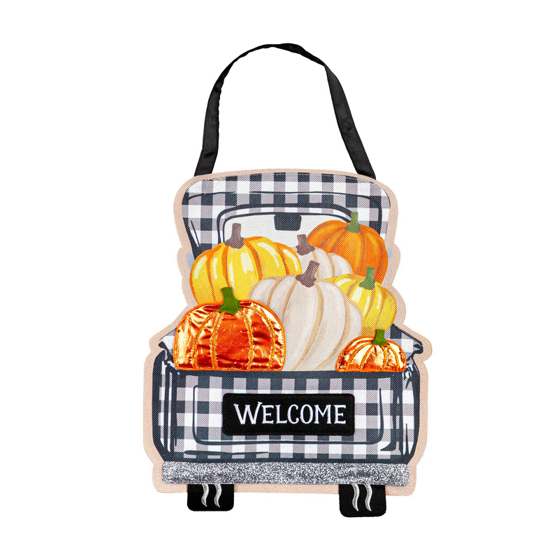Pumpkin Plaid Truck Door Décor,2dhb1758