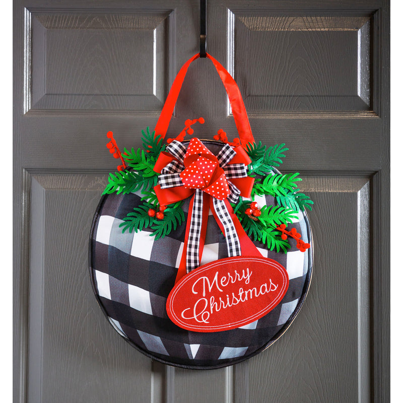 Evergreen Door Decor,Buffalo Check Ornament Door Décor,17.5x0.5x17.5 Inches