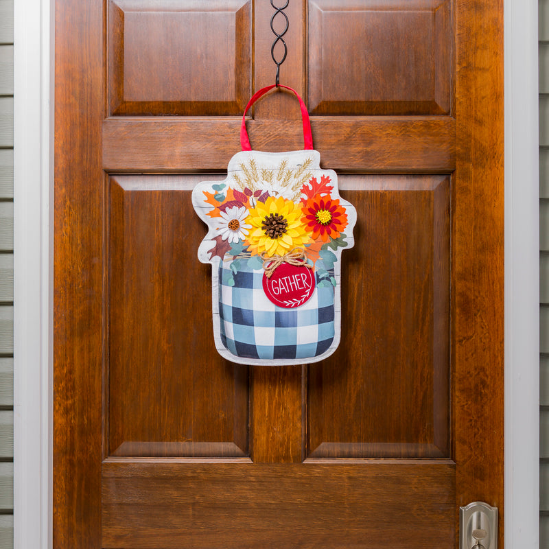 Fall Check Mason Jar Door Décor,2dhb2295