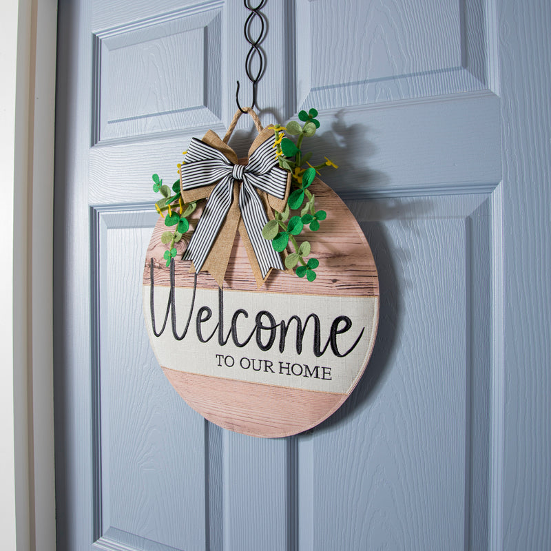 Evergreen Door Decor,Wood Grain Welcome Door Décor,0.25x16x16 Inches