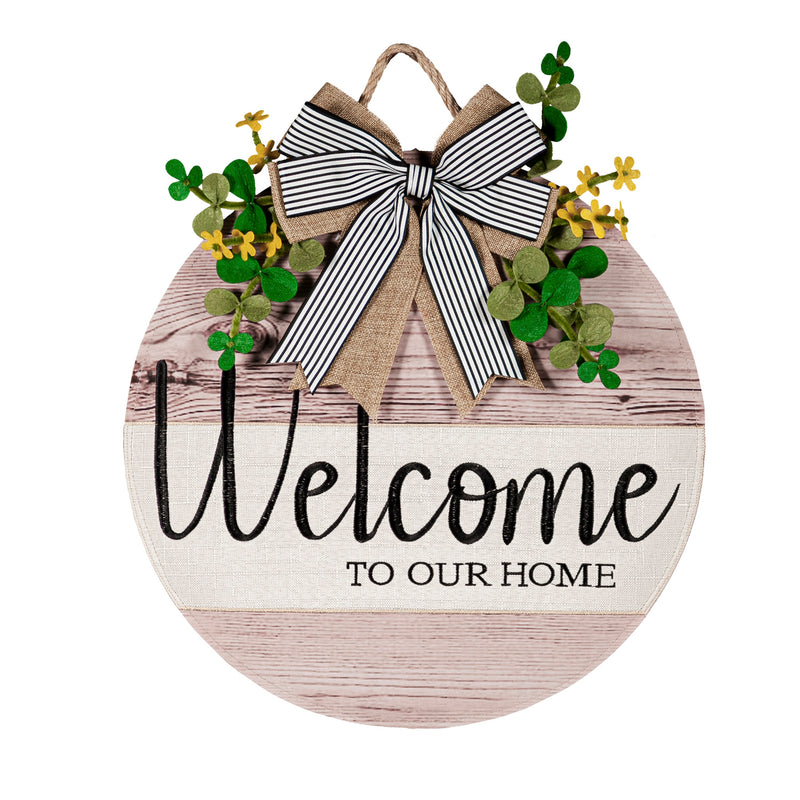 Evergreen Door Decor,Wood Grain Welcome Door Décor,0.25x16x16 Inches